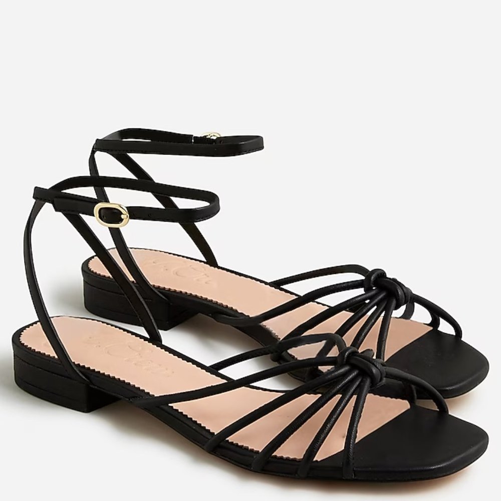 J. Crew Hazel Strappy Sandals in Leather Black Size 6.5